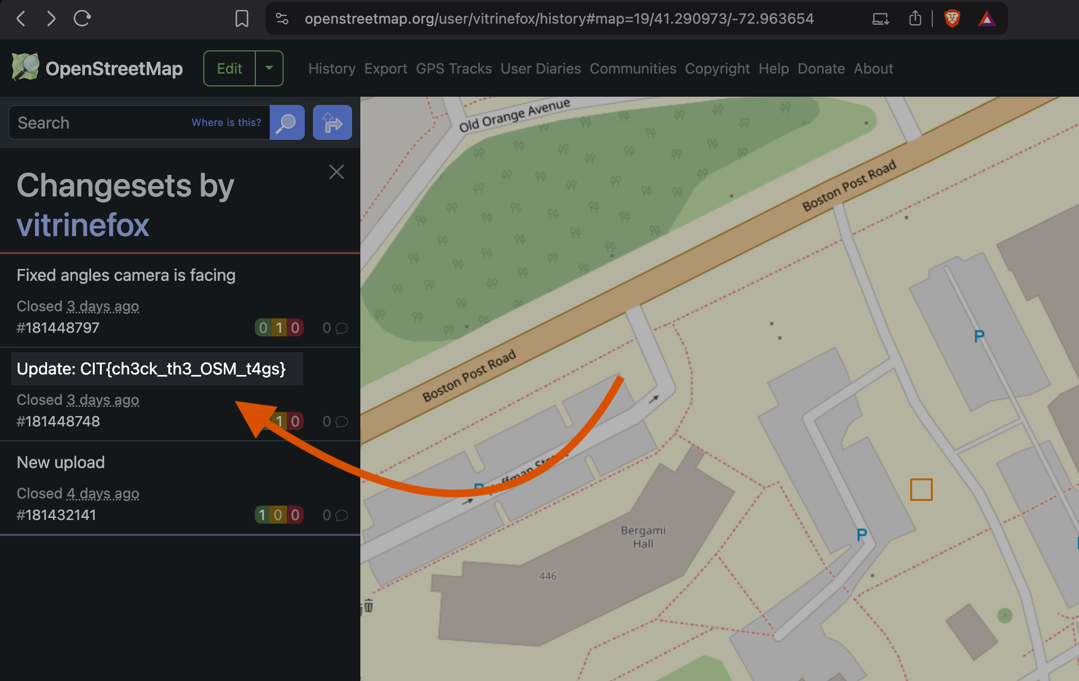 OpenStreetMap changesets revealing the flag
