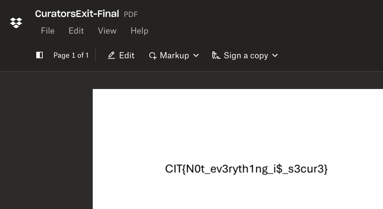 Dropbox PDF displaying the flag