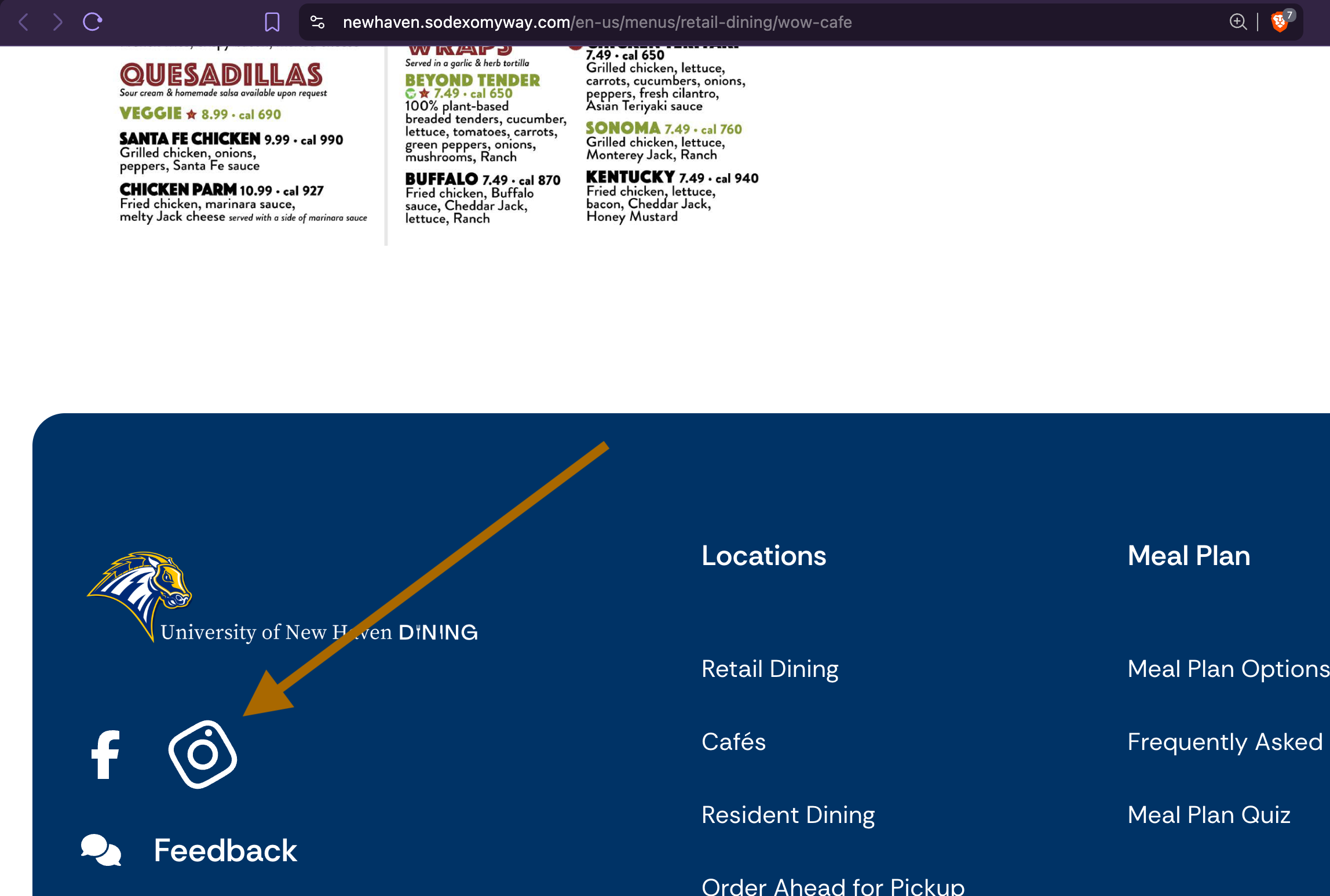 University of New Haven Dining Instagram Link